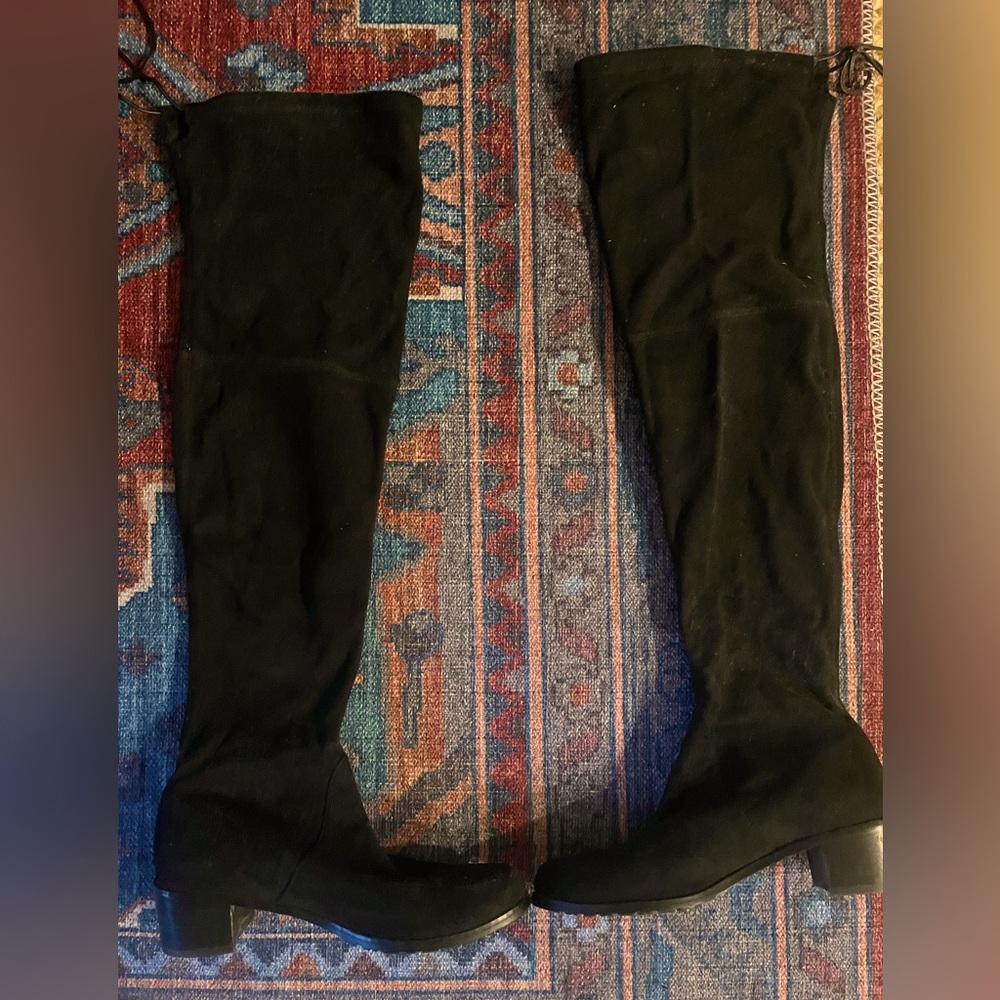 Stuart Weitzman Midland Over the Knee Boot in Black Suede, Sz 9 - Gently Worn